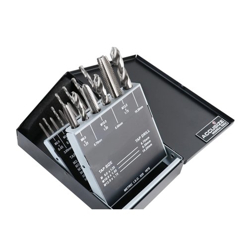 Accusize Industrial Tools 18 Pc Hss Tap and Drill Set, Metric, 0001-0052