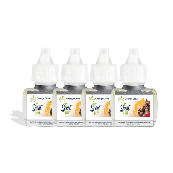 Scent Fill Orange Clove Plug in Air Freshener, Scented Oil Refills, 4 Plug In Refills - Air Fresheners for Home, Bathroom, Kitchen, & More - Room Fresheners