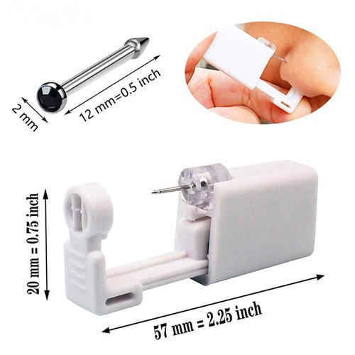 XUKEKOY 2 Pack Nose Piercing Gun Disposable Self Ear Nose Piercing Gun Kit Safety Painless Piercing Gun Kit with Stud (Black)