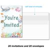 Under the Sea First Birthday Invitations with Envelopes Set of 20 Watercolors Whale Turtle Shark Jellyfish Sea Life 1st Birthday Party Invites Fill in Blank