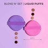 Freeman Blend N' Set Liquid Puff Set, Cushion Makeup Puffs For Liquid & Cream Foundation, Concealer, Blush, & Highlight, Round Puff For Makeup Blending, With Finger Band, Vegan & Cruelty-Free, 8 Count