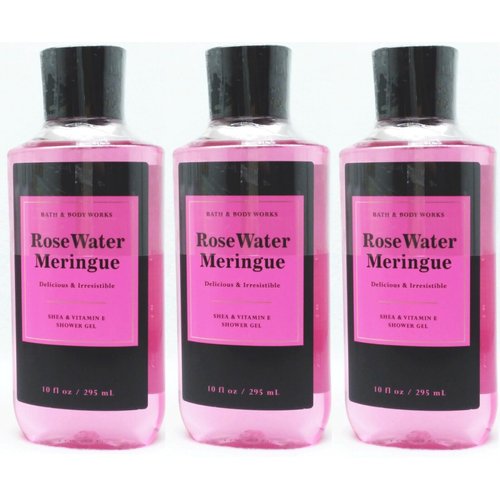 3 ROSE WATER MERINGUE Shower Gel Wash Shea Vitamin E bath body 10 oz