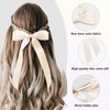 3Pcs Silky Satin Hair Bow Clips for Women Girls | Black Beige Pink Bows for Hair with Long Tail | Hair Ribbon Ponytail Holder Accessories | Cute Bow Hair Clips for Women Girls Toddlers Teens Kids