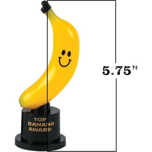GTR SOURCE Cute Fun Top Banana Award Trophy - Smiling Yellow Banana – Recognize Efforts or Thank Someone Gag Gift - Size: 5 3/4" - 5.75 inches - (1-Pack).
