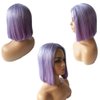 Bob Wigs Human Hair Wigs for Women Non Lace Frontal Bob Wigs Purple Brazilian Virgin Hair Bob Wigs Middle Part Natural Hair Wigs Straight Bob Wigs Machine Made Wigs(14 Inch,Lilac)180% Density