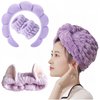 Linvrppy headband set,Ultra Absorbent Twist Hair Turban Drying Cap Hair Wrap,Bunny Ears Headbands Head Wraps, SPA Headband for Washing Face Wristband Set Puffy Padded Headwear Non Slip Hair Accessory