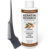 Brazilian Keratin Hair Treatment Complex Blowout LONG Lasting Keratin Treatment with Argan Oil Straightening Smoothing Professional Results Keratina Keratin Research (4oz, Brush)