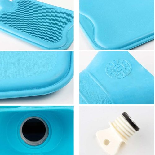 HomeTop Premium Classic Rubber Hot Water Bottle (Blue)