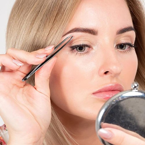 TOPMEET Eyebrow Tweezers Set,Stainless Steel Precision Remover Kit for Facial Hair, Inward Growing Hair and Splinter,Suitable for Women, Men (Black)