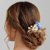 Yean Bridal Hair Comb Wedding Headpiece Flower Gold Leaf Hair Accessories for Brides and Bridesmaids