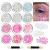 12 Colors Face Glitter Body Glitter Gel Set Hair Glitter Gel Makeup Gel for Body Glitter Face Eye Glitter For Musical Festival Carnival Dance Halloween Party Beauty Mermaid Sequins Makeup Glitter Glue