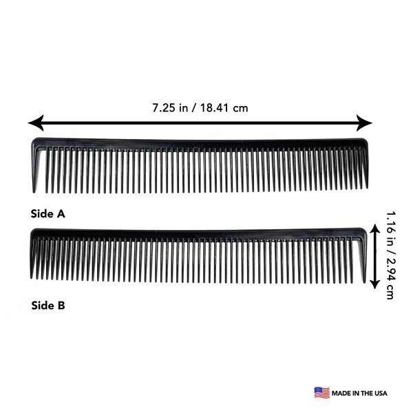 Styling Gear Heat Resistant Wide Tooth Comb Barber Hairstylist Hair Combs Static Free Hair Straightening Styling Black Comb 1 Unit (Parting Comb)
