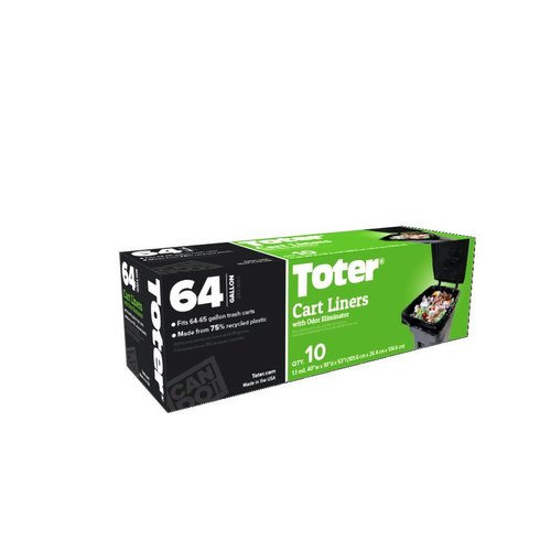Toter 64 Gal. Trash Can Bags-10 Bag Roll, 64 Gallon, Black, 10 Count