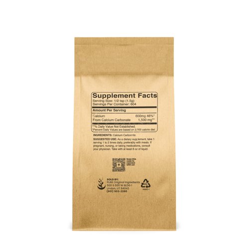 Pure Original Ingredients Calcium Carbonate (2 lb) Dietary Supplement, Food Preservative, Acid Neutralizer