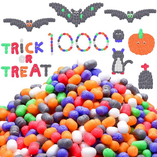 Junkin 1000 Pcs Magic Noodles Foam Crafts Puffs Corn Super Crafts Arts Kit Bulk Building Blocks Model Toys Valentines Kid Gifts for Kindergarten School Stimulates Creativity Supplies(Bright Colors)