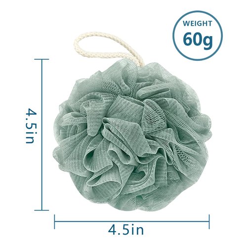 Awontar Bath Loofah Sponge, 60G Shower Loofah Exfoliating Body Scrubber Sponge, 4 Count Bath Mesh Pouf Ball for Women and Men