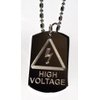 High Voltage Electricity Funny Humor Novelty Warning Label Logo Symbols - Military Dog Tag Luggage Tag Key Chain Keychain Metal Chain Necklace