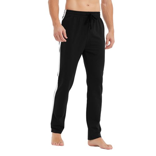 Idtswch 34" Inseam Men's Tall Striped Sweatpants Workout Training Lounge Joggers Pants with Pockets Black