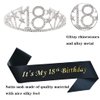 Happy 18th Birthday Tiara and Sash Gifts Crystal Rhinestone Princess Crown Birthday Girl Party Favor Supplies Silver Crowns Black Sash