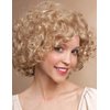 TISHINING Short Blonde Curly Wigs for White Women with Bangs Full Bouncy Curly Mixed Blonde Synthetic Short Hair Wigs for Women Natural Looking Heat Hair Replacemnet Wig