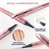 Febune Microblading Eyebrow Pen, Eyebrow Pencil with 4-Fork Tip Magic Brow Tattoo Pencil for Women, Waterproof, Long Lasting Eyebrow Makeup, Black