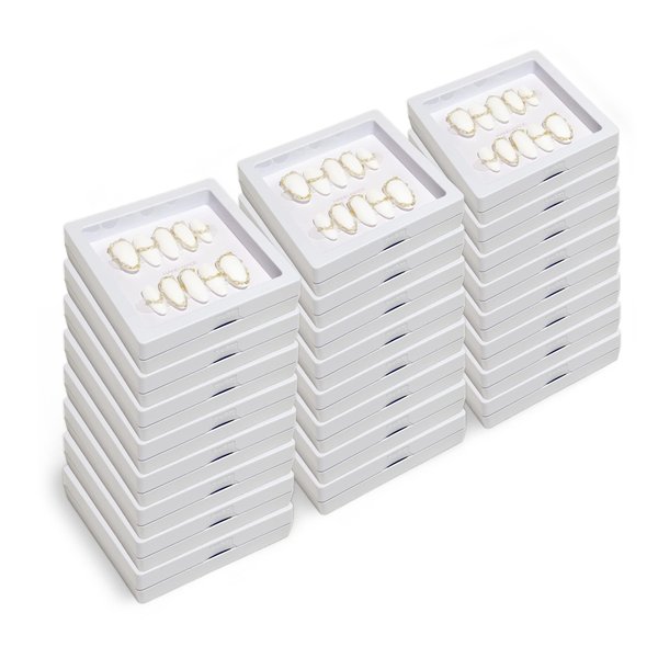 LIGHT RAIN Press on Nail Packaging for Salon - 3.5 x 3.5 X 0.8 Inch 3D Floating Frame, Storage Box Case 24 pcs, Display Card 24 pcs, Pre-cut Double Sided Strong Tape 48 pcs, OPP bag 24 pcs