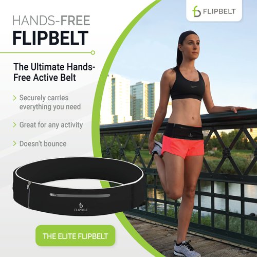 FlipBelt Elite Running Belt for Phone and Small Accessories, Water-Resistant Exercise Waist Pouch, XS, Black