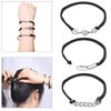 Eco-Fused 3x Bracelet Hair Ties - Elastic Decorative Jewelry Ponytails - Fashionable Wear on Wrist Ties - For Men, Women, Girls, Teens (Black with Silver Metal Chain)