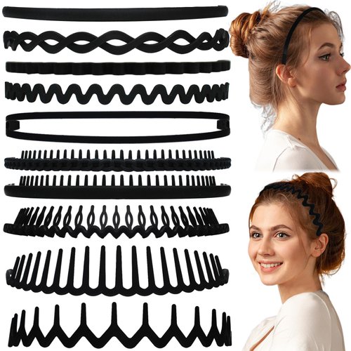 Naturahand 10 Pcs Multi-style Non-slip Plastic Zigzag Headband Shark-tooth Hair Comb Double-row T...