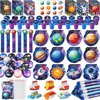 BenLouis 108Pcs Outer Space Themed Party Favors Space Alien Sticker Stampers School Stationery Set Bulk Classroom Prizes for Astronaut Planet Birthday Party Goodie Bags Fillers