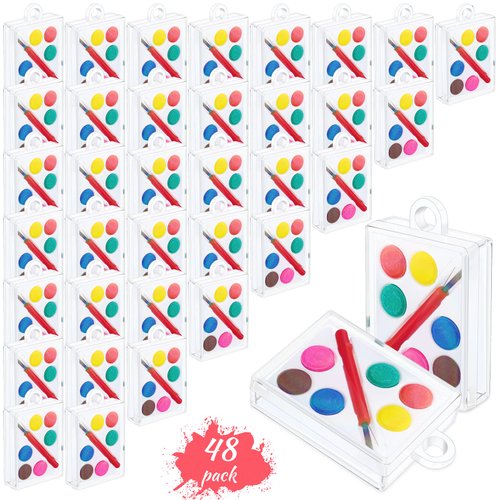 Watercolor Paint Sets Mini Paint Sets Mini Watercolor Kids Paint Set Multicolor Mini Paint Set with Painting Brush for Schools Party Favor Prize for Kids (48 Pcs)
