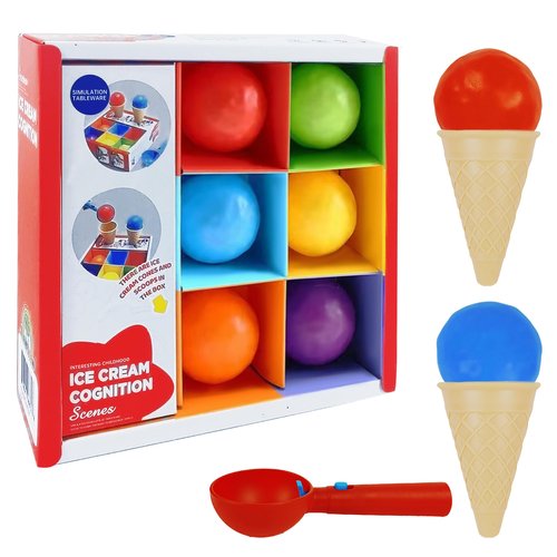Ice Cream Toy (9 Pcs) - Pretend Play Toys for Toddlers- Multi Color Ice Cream Play Set , Ice Cream Maker for Kids, Dramatic ice Cream Shop for Kids ,Perfect Scoop and Ice Cream Balls for Preschool.