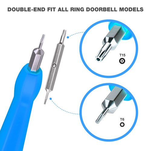Ring Screwdriver Bit Set for Battery and Wifi Access - Fits All Ring Video Doorbell Models (Blue)