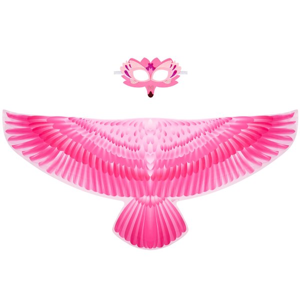 Creatoy Bird-Wings-Costume for Kids with Bird Masks, Eagle-Wings Girls Flamingo Costume Toddler Parrot Owl Raven Dress Up Bird Birthday Party Favors Toys Gifts