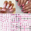 6Sheets Breast Cancer Nail Stickers for Nail Art 3D Self-Adhesive Pink Ribbon Nail Art Stickers Letter Love Heart DIY Nail Art Design Supplies Breast Cancer Awareness Nail Decals for Women Nail Decor