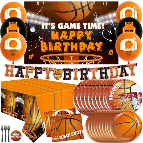 Yingoto Basketball Party Decorations Plate Set, Basketball Birthday Party Decorations Basketball Party Supplies for Basketball Sports Theme Party Decorations