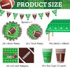 Football Party Supplies Tableware Set Football Theme Party Decorations Including Plates Napkins Cups Touchdown Tablecloth Banner for Football Birthday Party, Serve 24 Guests