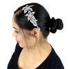 Tri-Level Hair Comb 6 Inch Crystal Flowers Bridal, Silver