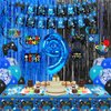 Video Game 9th Birthday Party Decorations Blue Black Cheers to Level 9 Banner Hanging Swirls Balloons Garland Arch Foil Curtains Backdrops Tablecloth Kit for Boys 9 Years Old Game Controller Supplies