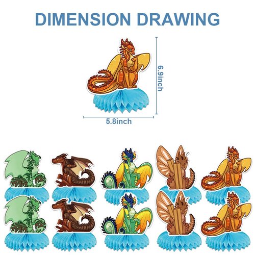 5Pcs wings of fire Party supplies set wings of fire Honeycomb Centerpieces Double Sided Table Topper for wings of fire Birthday Party Decorations