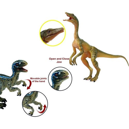Gemini&Genius Velociraptor Compsognathus Dinosaur Toys, Dinosaur Action Figures with Moveable Jaw and Hands, Realistic Dinos Toys, Great Gift for Kids or Dino Lovers Collection and Display