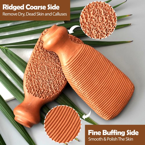Love Natural Pumice Stone for Feet - 2-Sided Terra Cotta Foot Scrubber, Professional Exfoliating Clay Stone for Feet Hands Body Care - Pumice Stone for Feet Callus Remover & Dead Skin