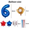 Baseball Balloons 6th Birthday Decorations for Boys, Baseball Party Decoration Baseball Sports Theme Party Supplies, 40 inch Foil Number Balloons Number 6 Balloon Blue Red White Sports Balloon Kits