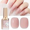 Bevimee Quick Dry Nail Polish Air Fast Drying, Sheer Nude Regular Color Nail Polish Holographic High Coverage Nail Lacquer Water Based Natural Nail Art No Required UV LED, 12ML
