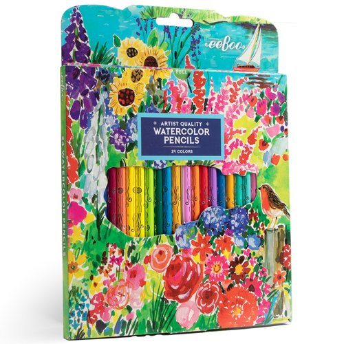 eeBoo Piece & Love: Seaside Garden Watercolor Pencils - 24 Count - Adults Artist Quality Pencils, Arts & Crafts