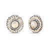 Badgley Mischka Antiqued Finish Round Champagne Rhinestone Clip On Earrings for Women