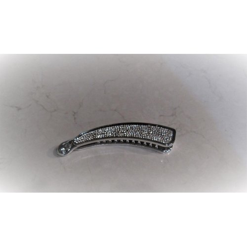 Generic Rounded silver acrylic sparkly banana hair claw clip with rhinestones