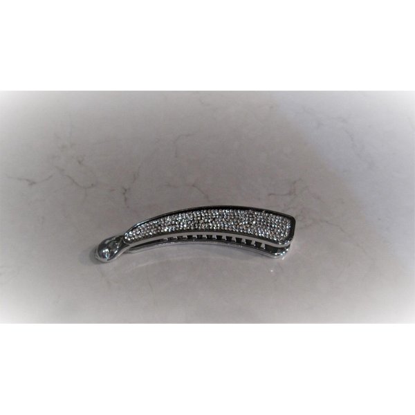 Generic Rounded silver acrylic sparkly banana hair claw clip with rhinestones