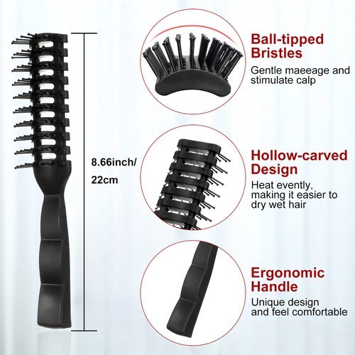 Patelai 3 Pieces Vented Hair Brush Vent for Men Women Brushes for Blow Drying Quickly with Ball Tipped Bristles Anti Static Detangling Brush Lightweight Grip Control Wet Short Curly Straight Hair