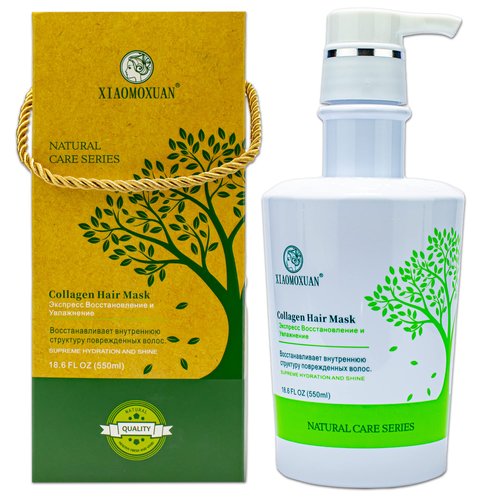 Xiaomoxuan Organic Plant-Based Collagen Hair Mask with Tea Tree Oil for Dry Damaged, Frizzy Hair - Split End Repair Treatment, Hydrating & Strengthening